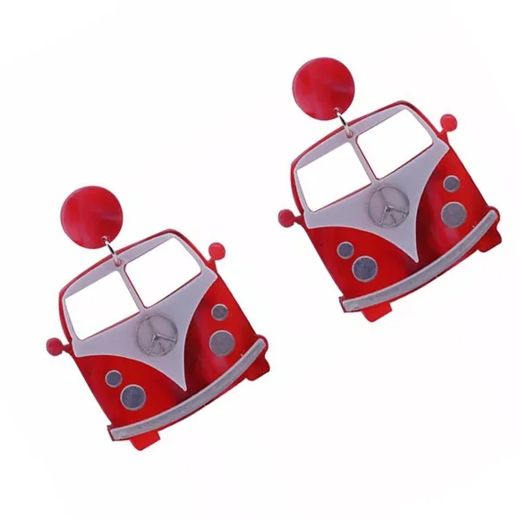 Retro 70s Bus Pin Up Earrings - Picture 3 of 4